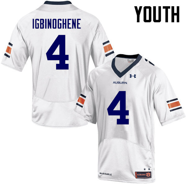 Youth Auburn Tigers #4 Noah Igbinoghene College Football Jerseys-White - Click Image to Close
